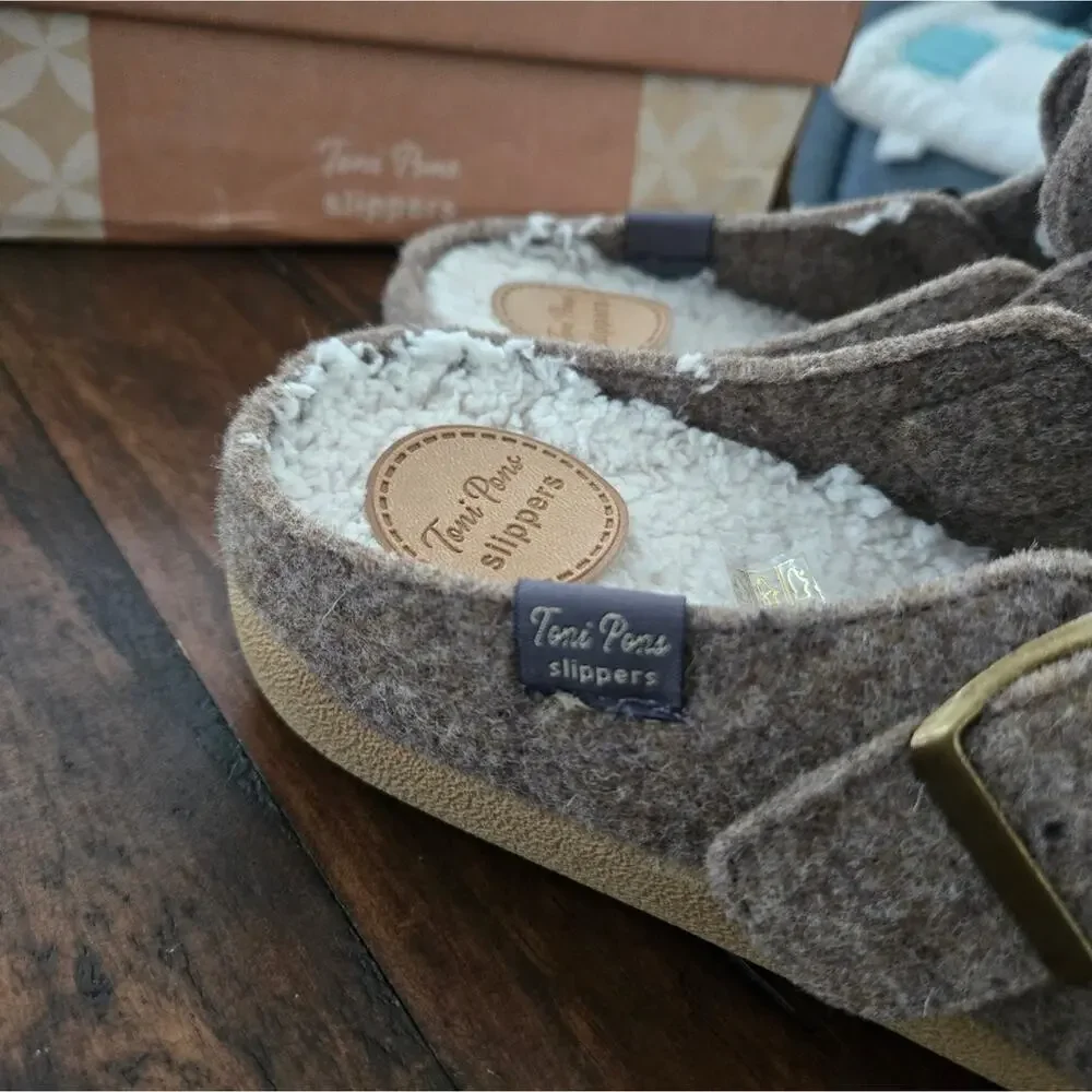 Toni Pons NORTON-FP - Men's clog-style slipper in felt. Color: Taupe. Size US 11